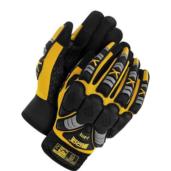 Bdg X-Site Mechanics Gloves, Synthetic Leather with Silicone Grip Palm, SpandexÂ® Back, M, Black/Yellow - 20-1-10400-M