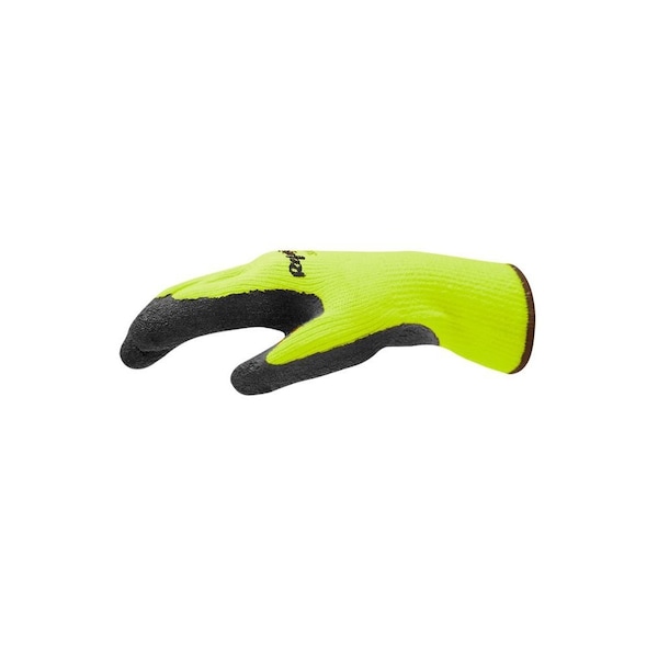 Refrigiwear Hi-Vis Cold Protection Gloves, Crinkle Latex Palm, Terry Lining, Lime, L - 0308RHVLLAR