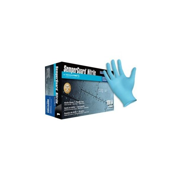 Sempermed SemperGuard, Disposable Gloves, 5 mil Palm, Nitrile, Powder-Free, X-Large, 100 PK, Blue - INIPFT105