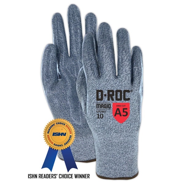 Magid Cut Resistant Gloves, Silicone, 6 Abrasion Level, Salt & Pepper, 1 PR - GPD487-12