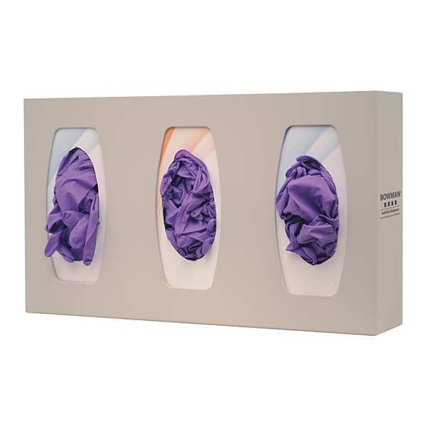 Bowman Dispensers Glove Box Dispenser, ABS Plastic, Holds (3) Boxes , Beige , 10-1/8 in H x 17-1/8 in W x 4-1/4 in D - GL300-0212