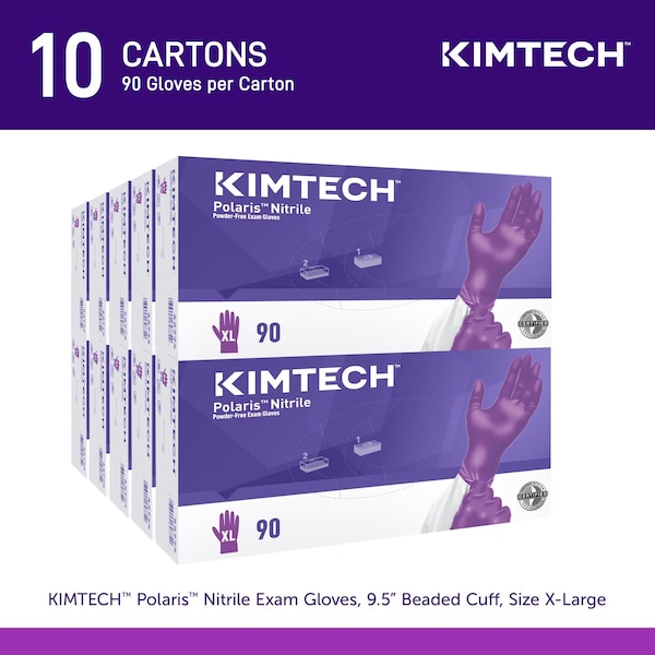 Kimtech Kimtech Polaris, Disposable Gloves, 5.9 mil Palm, Nitrile, Not Applicable, XL, 90 PK, Dark Magenta - 62774