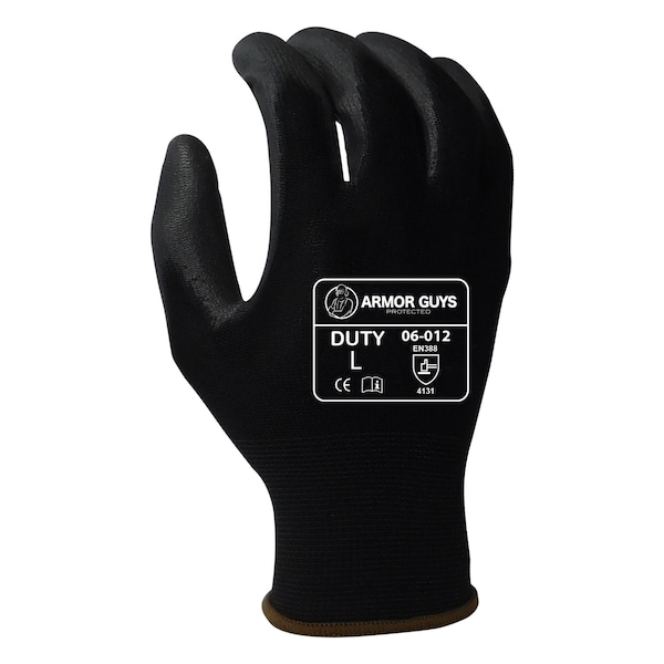 Armor Guys Coated Gloves, Polyurethane Palm, Black, XL 12 PK - 06-012-XL