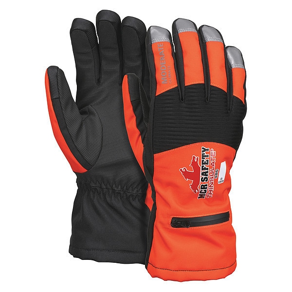 Mcr Safety 980 Mechanics Gloves, Polyurethane Palm, High-Visibility Orange - 980XL