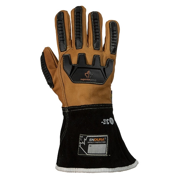 Superior Glove Cold Protection Impact-Resistant Drivers Gloves, Material, Extended Gauntlet Cuff, Brown, 1 PR - 375GTVB-XL