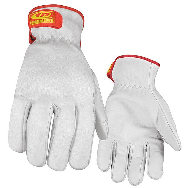 Ringers Gloves Leather Drivers Gloves, Hook-and-Loop Cuff, Keystone Thumb, White, L, 1 PR - 664-10