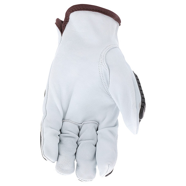 Mcr Safety Leather Drivers Gloves, Shirred Slip-On, White / White, 12 PK - 36136S