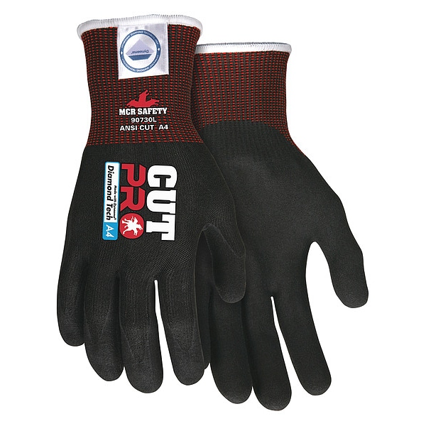 Mcr Safety Cut-Resistant Gloves, Cut Level A4 , Dipped , Foam Nitrile , Sandy , XL 12 PK - 90730XL