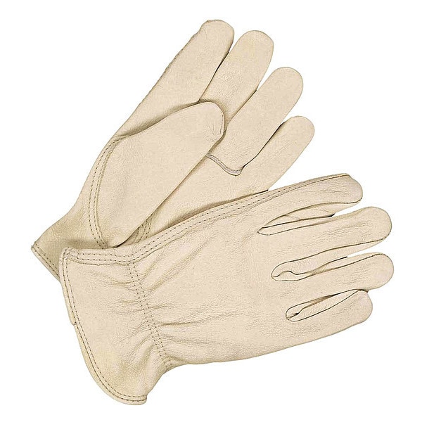 Bdg Leather Drivers Gloves, Shirred Slip-On Cuff, Keystone Thumb, Tan, L, 1 PR - 20-1-374-L