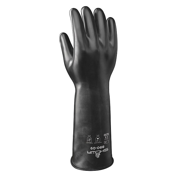 Showa Chemical Resistant Gloves, Butyl/Viton(R), Smooth Beaded, Black, 1 PR - 890-09