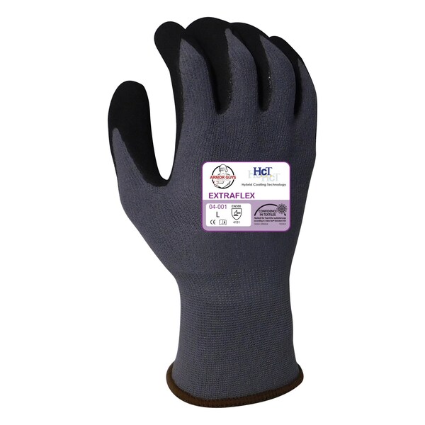 Armor Guys Coated Gloves, HCT MicroFoam Nitrile Palm, Gray/Black, L 12 PK - 04-001-L
