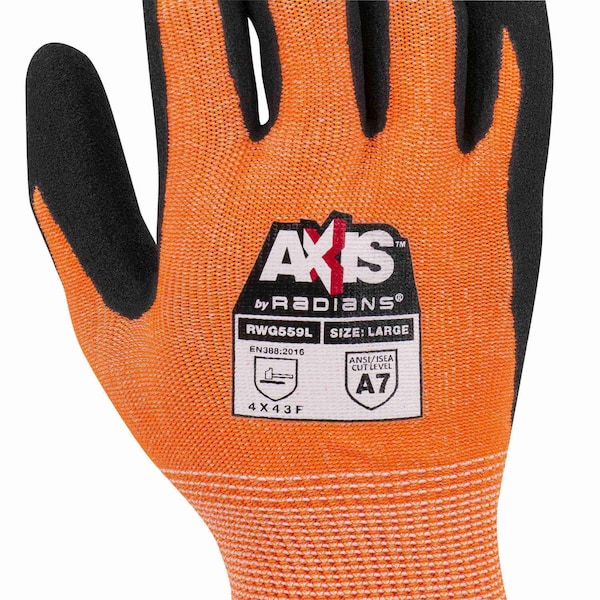 Radians Cut Resistant Coated Gloves, A6 Cut Level, Nitrile, L,  - RWG559TL