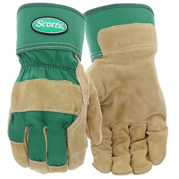 Scotts Gloves, Men's, L, Reinforced Thumb, Safety Cuff, GreenTan - SC75525/L