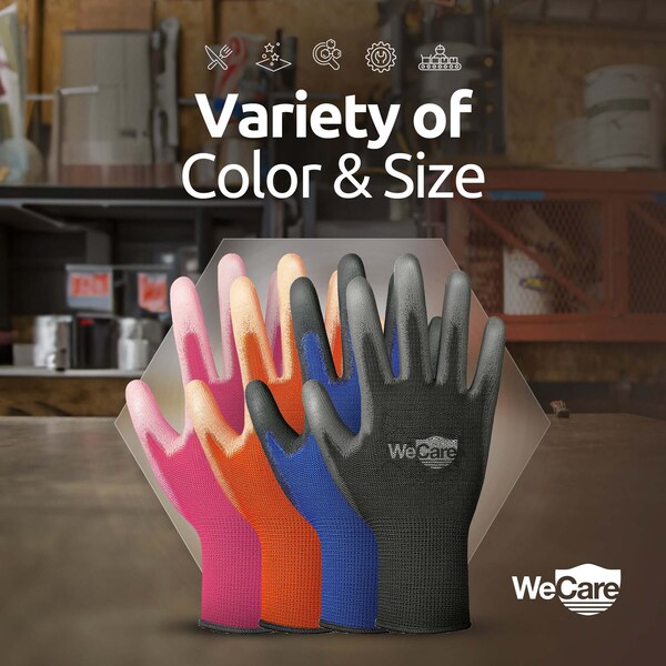 Wecare Safety Work Gloves PU Coated, Superior Grip Extra Large, 3-Pair, Black, 3PK - WMN100207