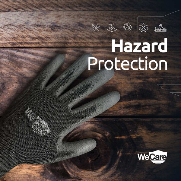 Wecare Safety Work Gloves PU Coated, Superior Grip Extra Large, 3-Pair, Black, 3PK - WMN100207