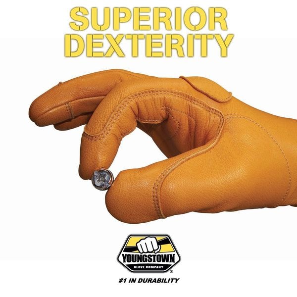 Youngstown Glove Co Arc Flash Gloves, Goat Grain Leather, Shirred Slip-On Cuff Tan, L ( 9 ), 1 PR - 12-3265-60-L