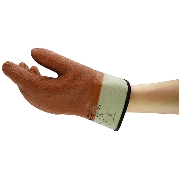 Ansell Cold Protection Gloves, PVC Palm, Foam Lining, Tan, L - 23-173