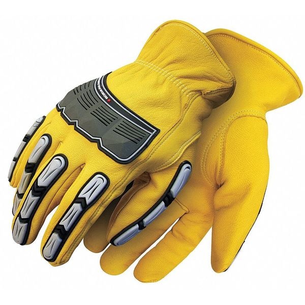 Bdg Leather Drivers Gloves, Shirred Slip-On Cuff, Keystone Thumb, Yellow, L, 1 PR - 20-1-10695-L