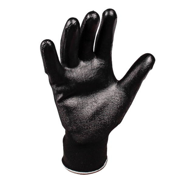 Kleenguard Coated Gloves, Polyurethane, Flat, Palm, 3 Abrasion Level, Black, M (8) 1 PR - 13838