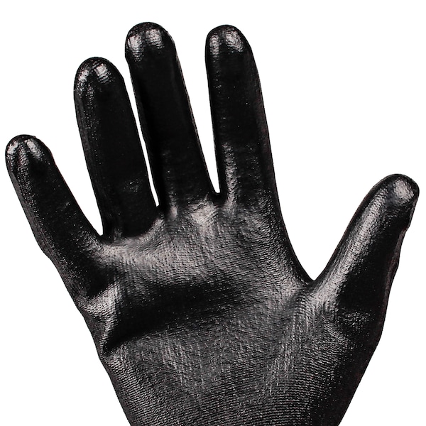 Kleenguard Coated Gloves, Polyurethane, Flat, Palm, 3 Abrasion Level, Black, M (8) 1 PR - 13838