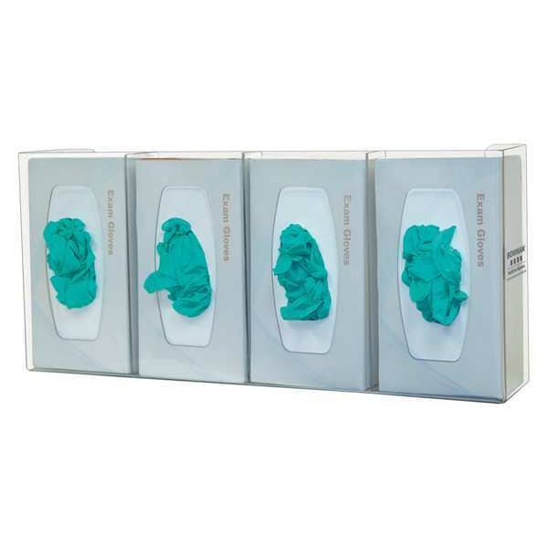 Bowman Dispensers Glove Box Dispenser, PETG Plastic, Holds (4) Boxes , Clear , 10-1/8 in H x 22-5/8 in W x 4 in D - GL040-0111