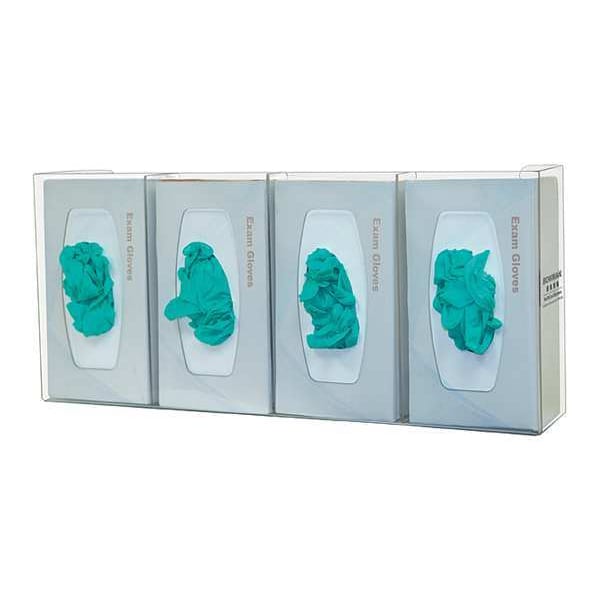 Bowman Dispensers Glove Box Dispenser, PETG Plastic, Holds (4) Boxes , Clear , 10-1/8 in H x 22-5/8 in W x 4 in D - GL040-0111