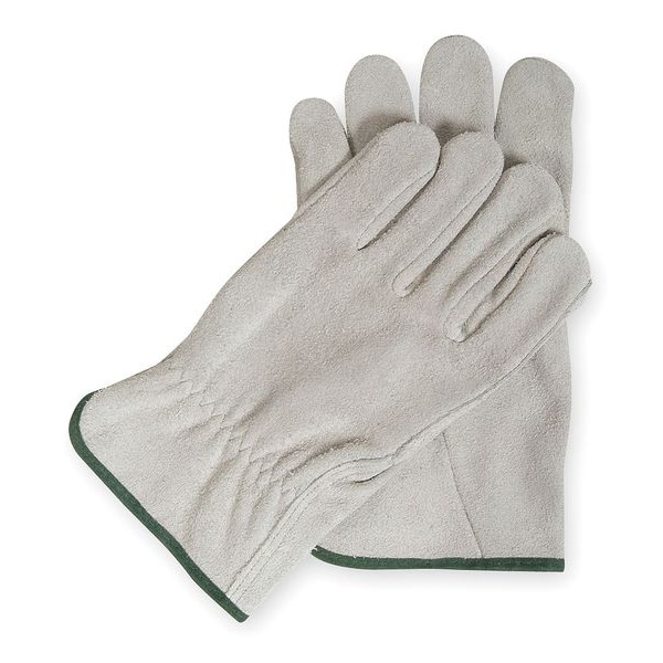 Condor Cowhide Leather Drivers Gloves, Standard Grade, Straight Thumb, Gunn Cut, Gray, Large, 1 Pair - 5PE83