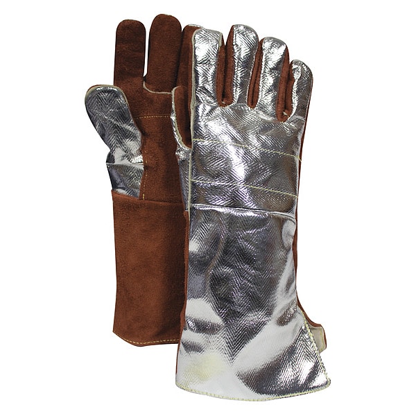 National Safety Apparel Aluminized Gloves, 1,000  Degrees F Max Temp., Extended Gauntlet Cuff Universal, 1 PR - DJXG705165XL