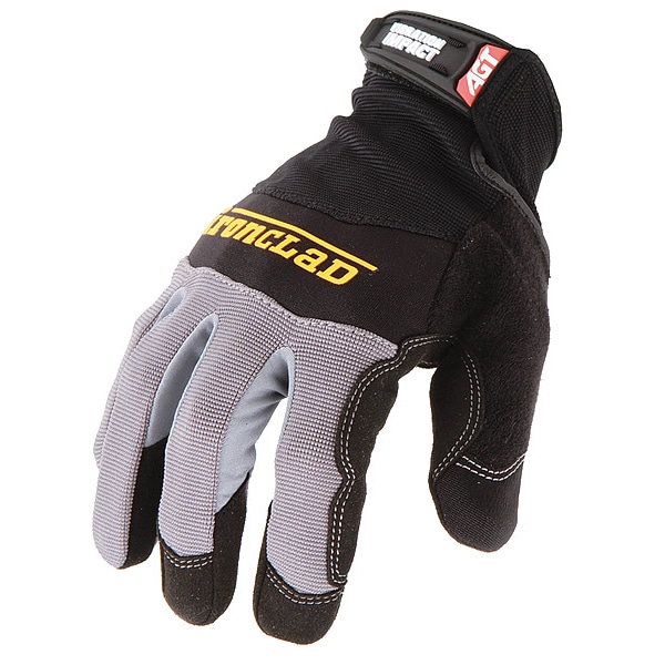 Ironclad Performance Wear Vibration Impact Gloves, Synthetic Suede Palm With Gel Pads, Black/Gray, Size Large, 1 Pair - WWI2-04-L