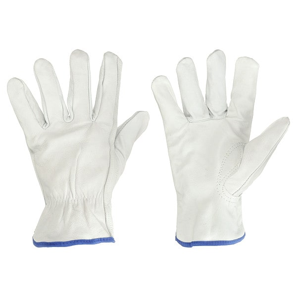 Condor Leather Drivers Gloves, Shirred Slip-On Cuff, Keystone Thumb, White, XL, 1 PR - 60NM49