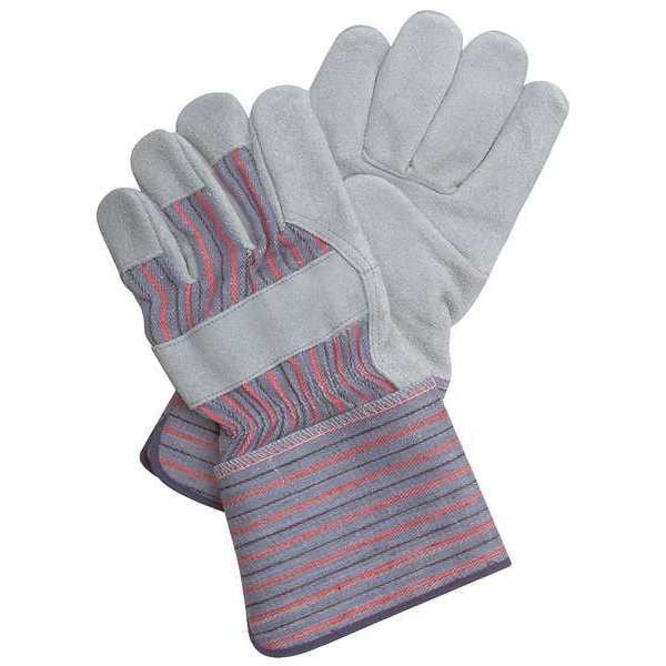 Condor Leather Palm Gloves, Wing Thumb, Gunn Cut, Gauntlet Cuff, XL, Gray/Blue, 1 Pair - 20GY97
