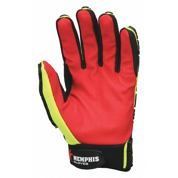 Mcr Safety Predator Multi-Task Hi-Vis Mechanics Gloves, Polyurethane Coated Synthetic Palm, SpandexÂ® Back, L - PD2901L