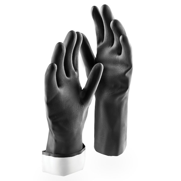 The Libman Co Libman Industrial Grade Reusable Gloves, L, Rubber, Black - 1244
