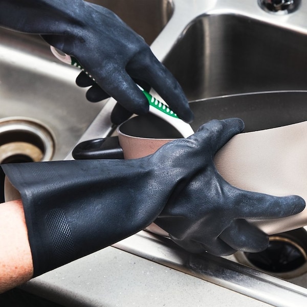 The Libman Co Libman Industrial Grade Reusable Gloves, L, Rubber, Black - 1244