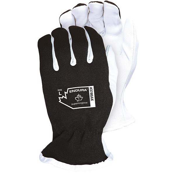Endura Gloves, Goatskin, None Uncoated, Safety, Black/White, 12 PK - 378GAX-L