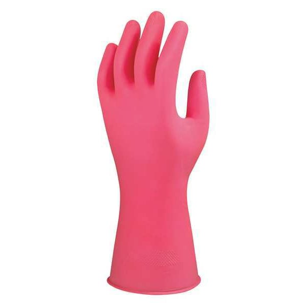 Ansell Chemical Resistant Gloves, Natural Rubber Latex, 13 in L, 8.5 mil, Pink, 9 1/2, 1 PR - 87-085
