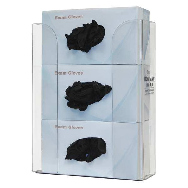 Bowman Dispensers Glove Box Dispenser, PETG Plastic, Holds (3) Boxes , Clear , 14-1/4 in H x 10-1/2 in W x 4 in D - GP-330