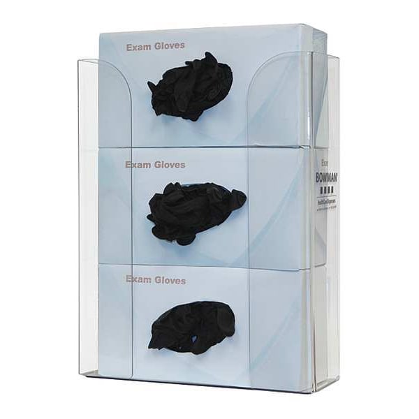 Bowman Dispensers Glove Box Dispenser, PETG Plastic, Holds (3) Boxes , Clear , 14-1/4 in H x 10-1/2 in W x 4 in D - GP-330