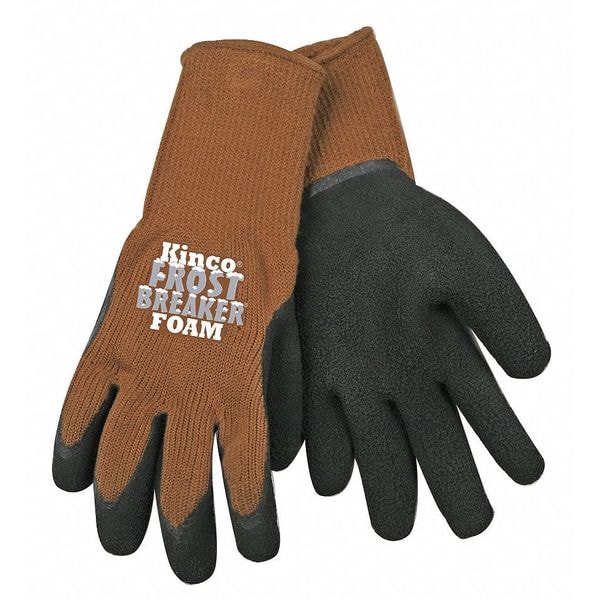 Kinco Coated Gloves, Natural Rubber Latex, Crinkled, Palm, Not Rated Abrasion Level, Brown, L 1 PR - 1787-L