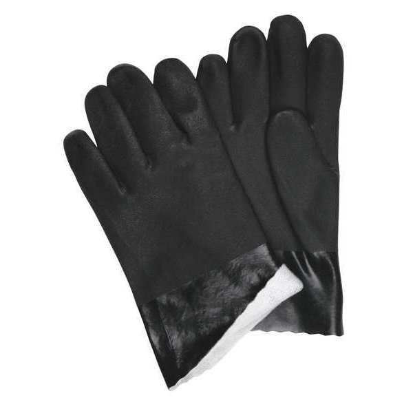 Mcr Safety 6521SJ Chemical Resistant Gloves, PVC, 10 in L, Not Rated, Black, L, 12 PK - 6521SJ