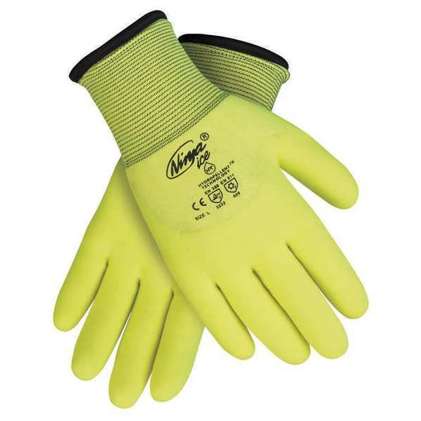 Mcr Safety Coated Gloves, Acrylic Terry/Nylon Lining, High-Visibility Yellow, 2XL ( 11 ) - N9690HVXXL