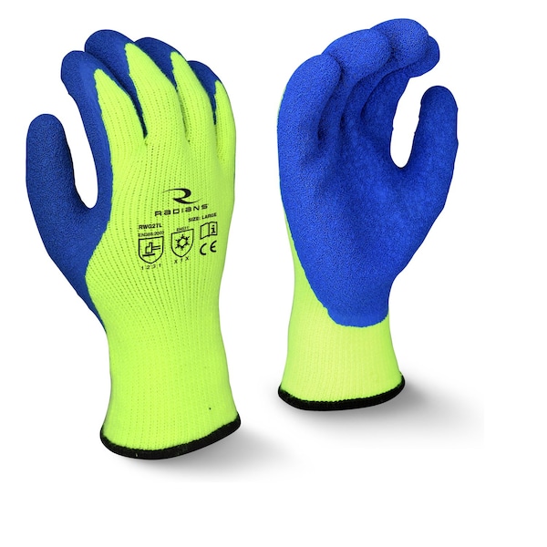 Radians Hi-Vis Cold Protection Cut-Resistant Coated Gloves, Acrylic/Polyester Lining, Hi-Vis Yellow, L - RWG27L