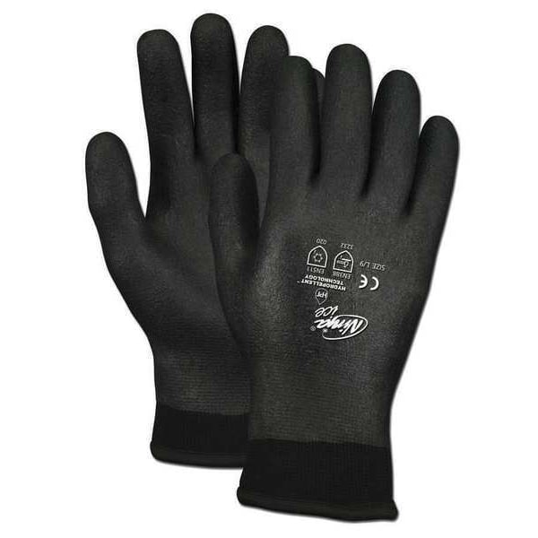 Mcr Safety Coated Gloves, Acrylic Terry/Nylon Lining, Black, M ( 8 ) - N9690FCM