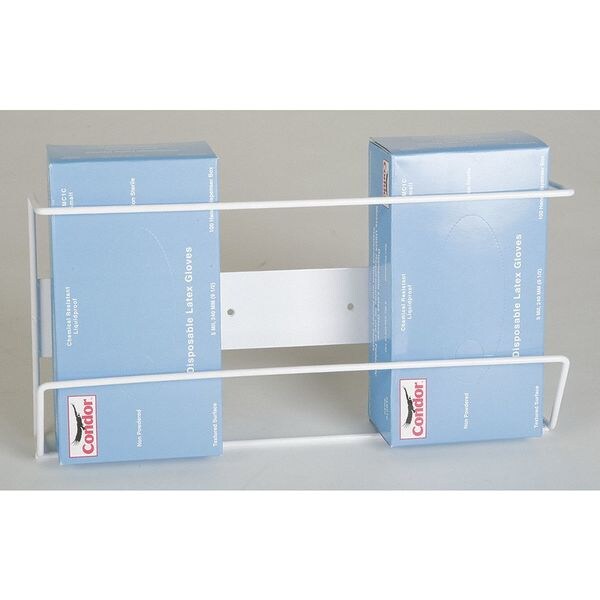 Zoro Select Glove Box Dispenser, Enamel-Coated Steel Wire, Holds (3) Boxes , White , 8"H x 16"W x 4"D - 6GKY2