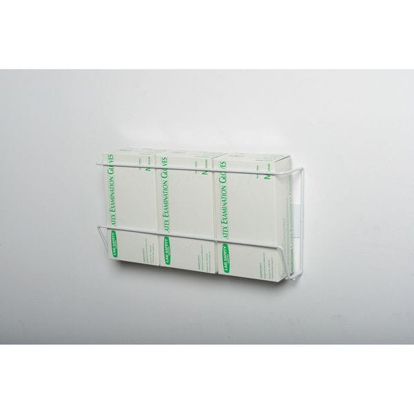Zoro Select Glove Box Dispenser, Enamel-Coated Steel Wire, Holds (3) Boxes , White , 8"H x 16"W x 4"D - 6GKY2
