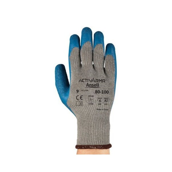 Ansell Latex Coated Gloves, Natural Latex Rubber, 4 Abrasion Level, 9 12 PK - 206402