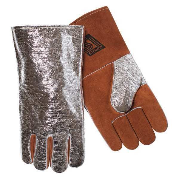 Steiner Welding Gloves, Gauntlet Cuff, Straight Thumb, Grain Cowhide, L, 1 PR - 02122-L