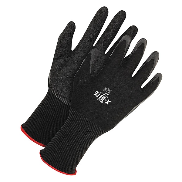 Bdg Coated Gloves, Latex, Rough, Palm, Not Rated Abrasion Level, Black, M 1 PR - 99-1-9842-8-K