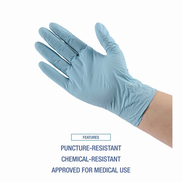 Boardwalk Disposable Gloves, 5 mil Palm, Nitrile, Powder-Free, L, 100 PK, Blue - 382LBXA