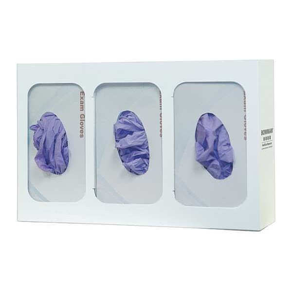 Bowman Dispensers Glove Box Dispenser, Powder-Coated Steel, Holds (3) Boxes , White , 10 in H x 15-7/8 in W x 3-7/8 in D - GL003-0413